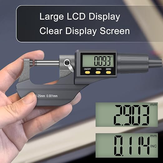 HDLNKAK Dial Test Indicator with Magnetic Base Stand（90lbs /40kg),Digital Outside Micrometer (0-1”/25mm), 0.00005"/0.001mm Precision