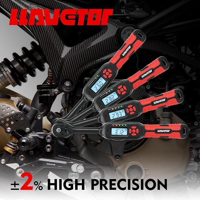 3/8" Digital Torque Wrench 2-45 Ft.lb (±2%), 68PCS Small Digital Torque Wrench Set with Short Handle, Sockets & Adapters for Automotive, Bike, Motorcycle Machinery Repair