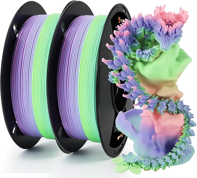 LOVOON 3D Printing Filament Bundle 2KG Matte Rainbow Gradient PLA Filament 1.75mm Color Changing Printer Filaments Multicolor Shift fit Most 3D Printers Pen Printer for Kids,1KG X 2 Spools