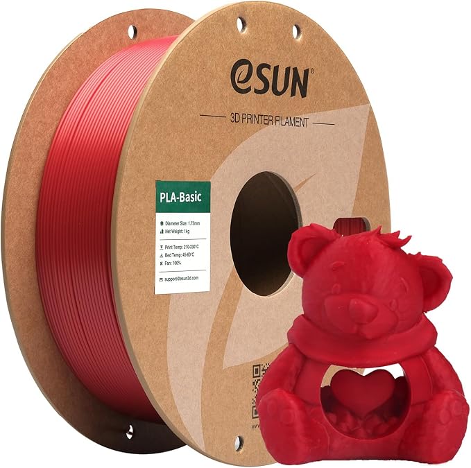 eSUN PLA Basic Filament 1.75mm, 1KG Spool (2.2 LBS) High Speed Printing 3D Printer PLA Filament,Designed for Fast Printing, Fire Engine Red