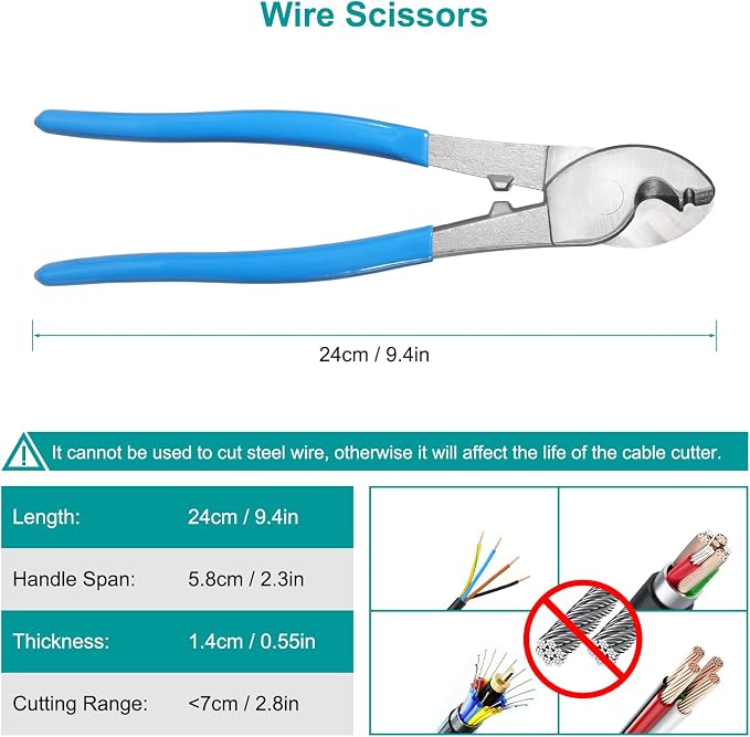 Brileine 10 Tons Hydraulic Crimping Tool and Cable Cutter, Hydraulic Crimper, Battery Cable Crimper Tool for 12 AWG to 2/0 AWG Battery Terminals, with 9 Dies