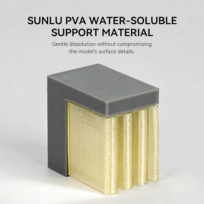 SUNLU PVA Filament 1KG, 1.75mm Water Soluble Support 3D Printer Filament+/-0.03mm, Compatible with PLA, PETG, ABS,ASA, Transparent Yellow