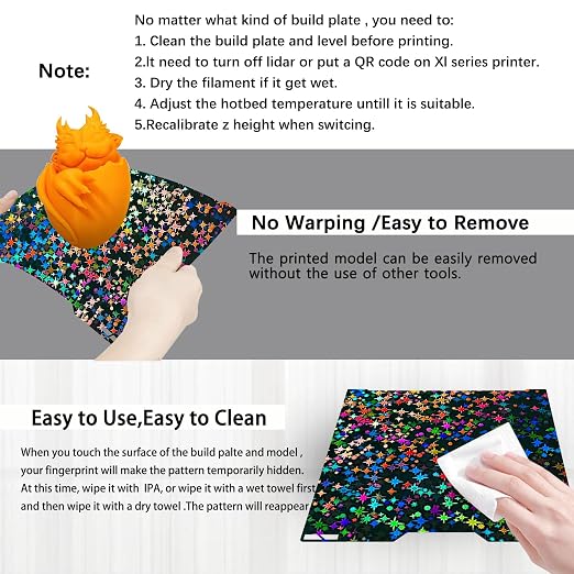 for Bambu Lab A2L H2C Build Plate 335x325mm Double Sided Print H2C Build Plate Starry+Flake Smooth Build Plate Easy Bend Removal Ideal for TPU/PETG/PLA Filaments for Bambu Lab H2C Accessories
