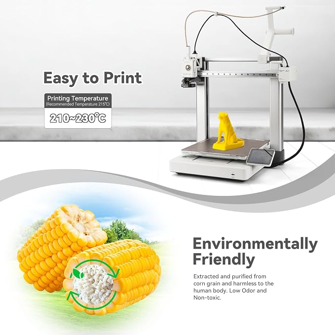 3DHoJor PLA+ Filament 1.75mm, 3D Printer Filament PLA Plus, Cardboard Spool 3D Printing Filament, Dimensional Accuracy +/- 0.03 mm, Yellow, 1kg