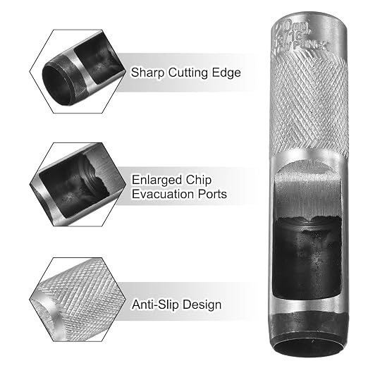 HARFINGTON Leather Round Hole Punch, 20mm Hollow Hole Puncher Cutter Carbon Steel Circle Hole Punching Cutting Tool for Belt/DIY Leather Craft