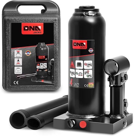 DNA Motoring 4 tons / 8818 lbs Lifting Automotive Welded Hydraulic Bottle Jack for Repair Vehicle, Pickup, Truck, w/Manual Handle, Black, TOOLS-00354
