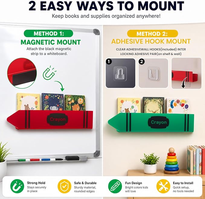 Sabary 4 Set 17 Inches Crayon Acrylic Magnetic Book Shelf for Whiteboard Crayon Classroom Decor Bearing Magnetic Books Display Holder for Teacher Classroom School Office