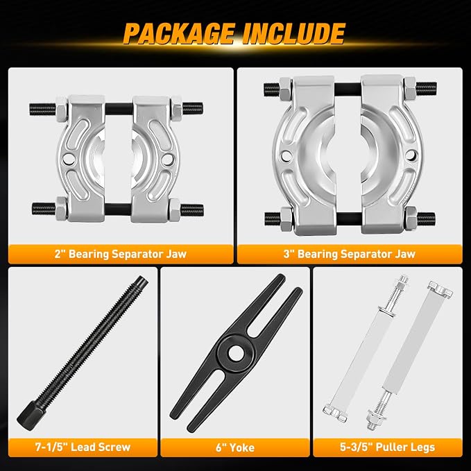 GOOACC 14pcs Bearing Puller Kit, 5 Ton Capacity Bearing Separator with 2" and 3" Jaws, Wheel Bearing Removal and Hub Axle Puller Set, Heavy Duty Gear Splitter Tool Kit, Pinion Pullers with Case, Red