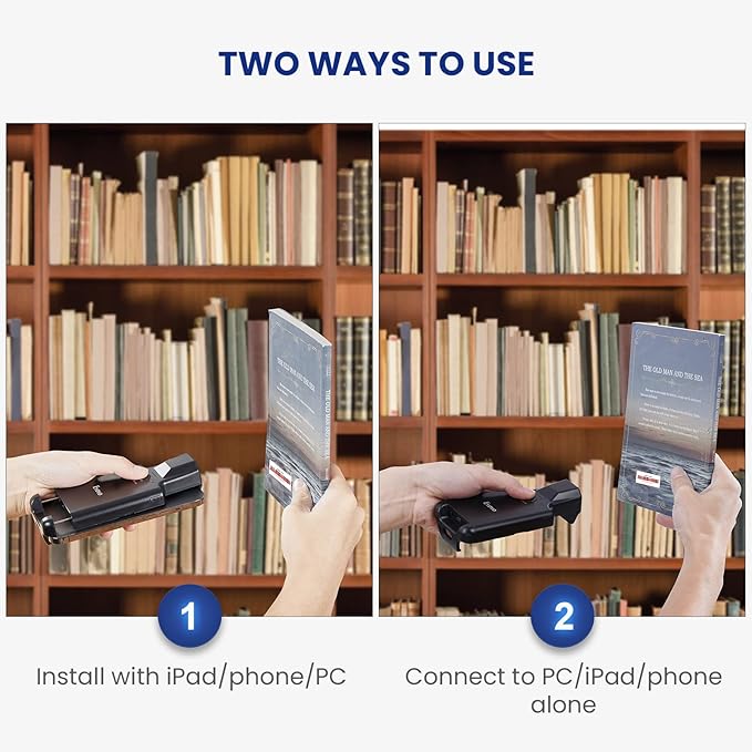 Eyoyo 1D 2D QR Portable Bluetooth Barcode Scanner with 3000mAh Battery, Compatible with iPad, Tablet, iPhone, Android Phone, Wireless UPC Bar Code Reader for Library Book Warehouse Inventory