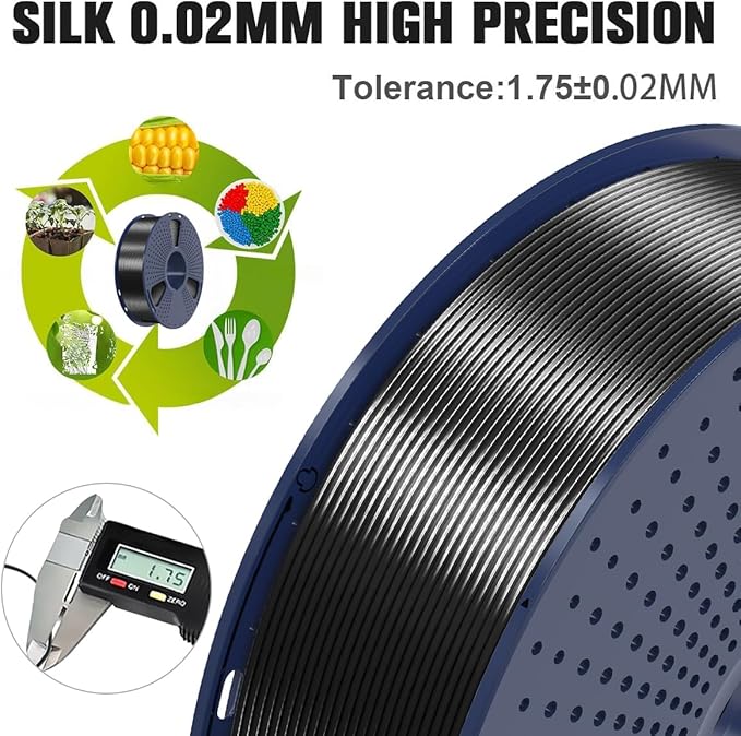 SUNLU Silk Pla Plus Filament 4kg Bundle, Shiny Silk Surface Pla+ 3D Printer Filament 1.75mm ±0.02mm, Glossy 3D Printing Filament, 1kg Spool, 4 Packs. (Light Gold+Silver+Black+White)