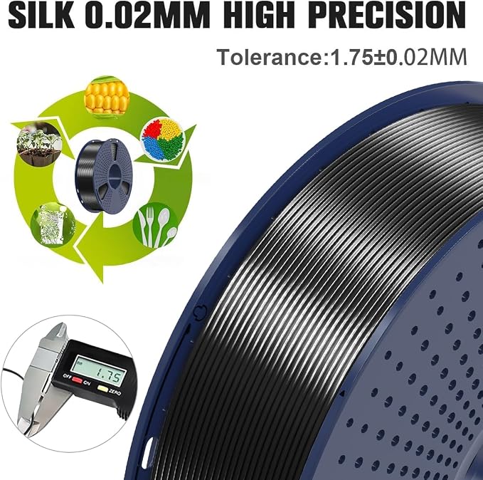 SUNLU Silk PLA Plus Filament 4kg Bundle, Shiny Silk Surface PLA+ 3D Printer Filament 1.75mm ±0.02mm, Glossy 3D Printing Filament, 1kg Spool, 4 Packs. (Blue+Purple+Green+Silver)