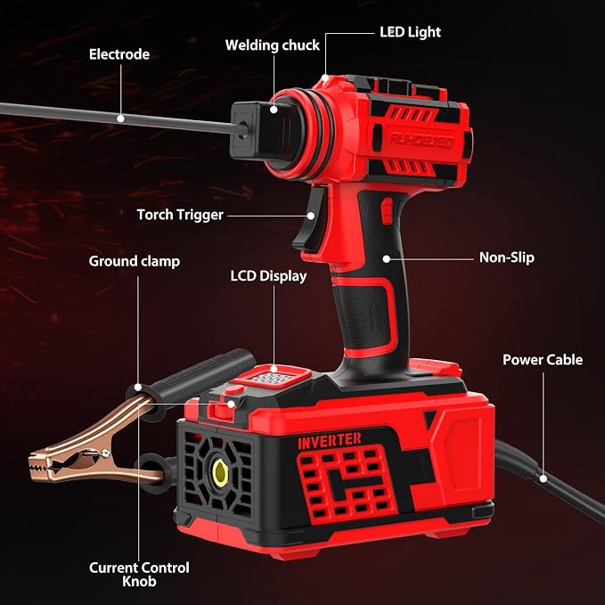 Portable Welding Machine 110V AUHOBJEQ – Fast Plug & Play Cable Storage, Low-Center Gravity Grip, LED Light & Digital Display for Precision, Lightweight Handheld Arc Welder