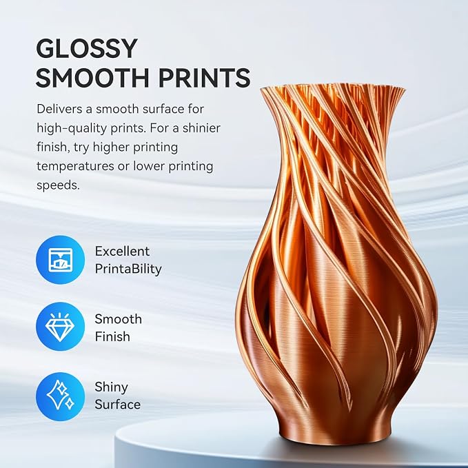 JAYO Silk PLA 3D Printer Filament 1.75mm, 1.1kg, Black | Metallic-Like Finish, Silky Gloss Finish, Easy to Print, ±0.02mm Accuracy, Fit Most FDM 3D Printers