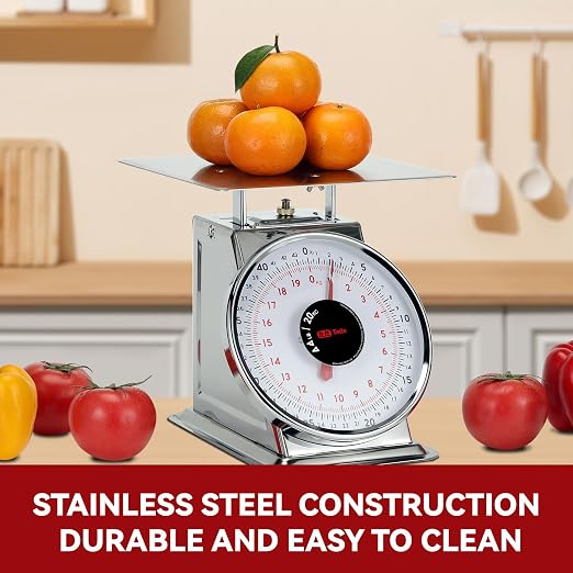 Tada 44 LBS Stainless Steel Mechanical Kitchen Scale Heavy Duty Portion-Control Food Scale Produce Scale with Stainless Steel Platform
