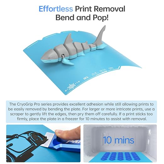 BIQU CryoGrip Pro Frostbite Cold Build Plate for Snap-Maker U1 3D Printer, Spring Steel Sheet, 276X301mm, Room Temperature Printing, Double-Sided