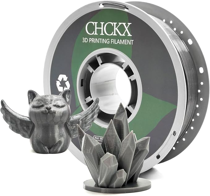 PETG 3D Printer Filament, Dimensional Accuracy +/- 0.03 mm, 1kg Spool(2.2lbs), 1.75 mm Fit for Most 3D Printers,Grey