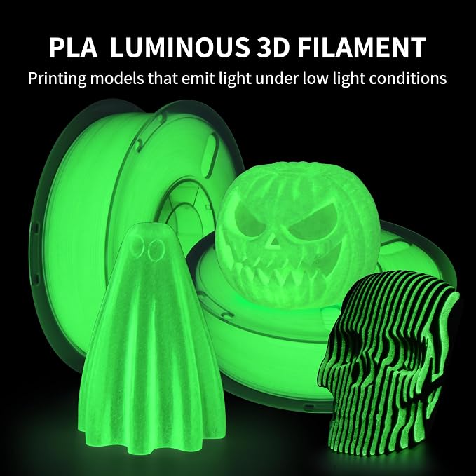 RAMBERY Glow in The Dark Green 3D Printer Filament Luminous PLA Filament 1.75mm 3D Printing Filament Fit Most FDM Printers, 1kg(2.2lbs)/Spool