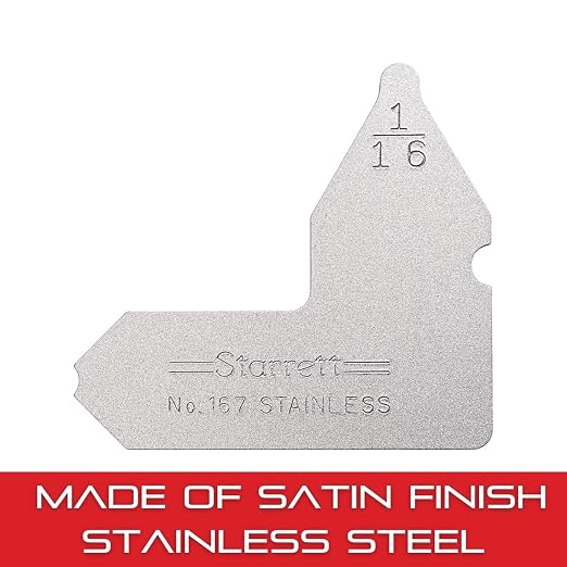 Starrett Individual Radius Gage for Both Convex and Concave Radii - Ideal for Carpenters and Constructions - Stainless Steel, 1/16" Radius Gage, Inch Reading - 167-1/16