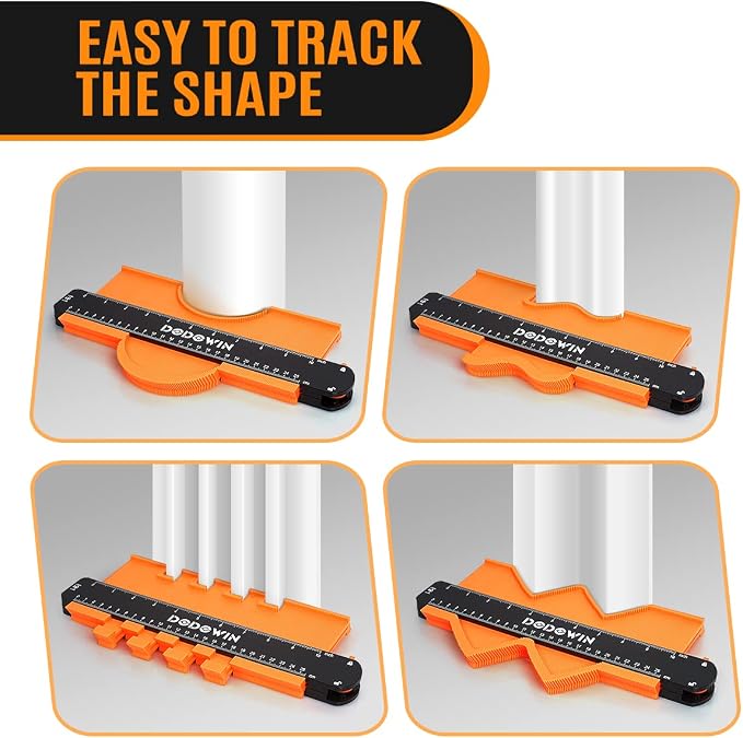 DODOWIN 10+5 Inch Contour Gauge with Lock, Dual Size Profile Duplicator Tool for Flooring, Tile, Woodworking & Irregular Shapes, Shape Outline Gauge, Father’s Day Gifts for Dad Men Husband