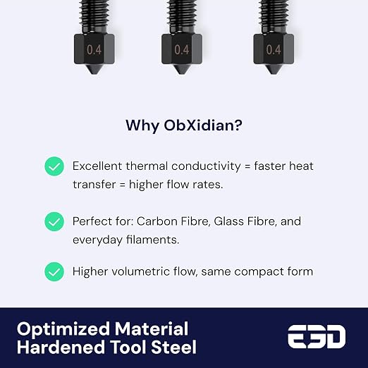 Genuine E3D High Flow Prusa Nozzle for MK4/XL 3D Printer (ObXidian, 0.6mm)