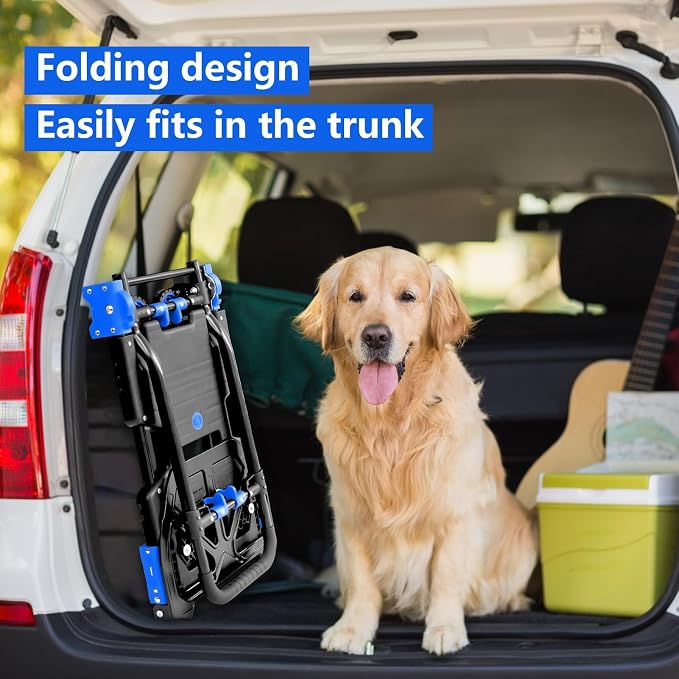 2-in-1 Hand Truck Dolly, 330LB Heavy Duty Carrying Portable Handtruck, Folding Hand Dolly with 4 Wheels&Retractable Handle for Moving, Luggage, Shopping, Office