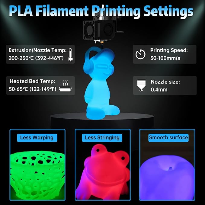 SUNLU Glow in The Dark PLA Filament, Neatly Wound Luminous PLA 3D Printer Filament 1.75mm Dimensional Accuracy +/- 0.02mm, Fit Most FDM 3D Printers, 1kg Spool (2.2lbs), (Blue PLA, Glow Blue)