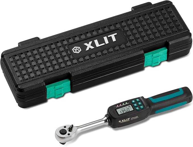 1/2" Digital Torque Wrench 2.9-99.6 ft-lb/4-135 Nm, ±2% Accuracy, LED & Buzzer Alerts, 4 Units, Industrial CR-V Steel, Calibration Report & Protective Case for Car, Motorcycle, Bike Repair