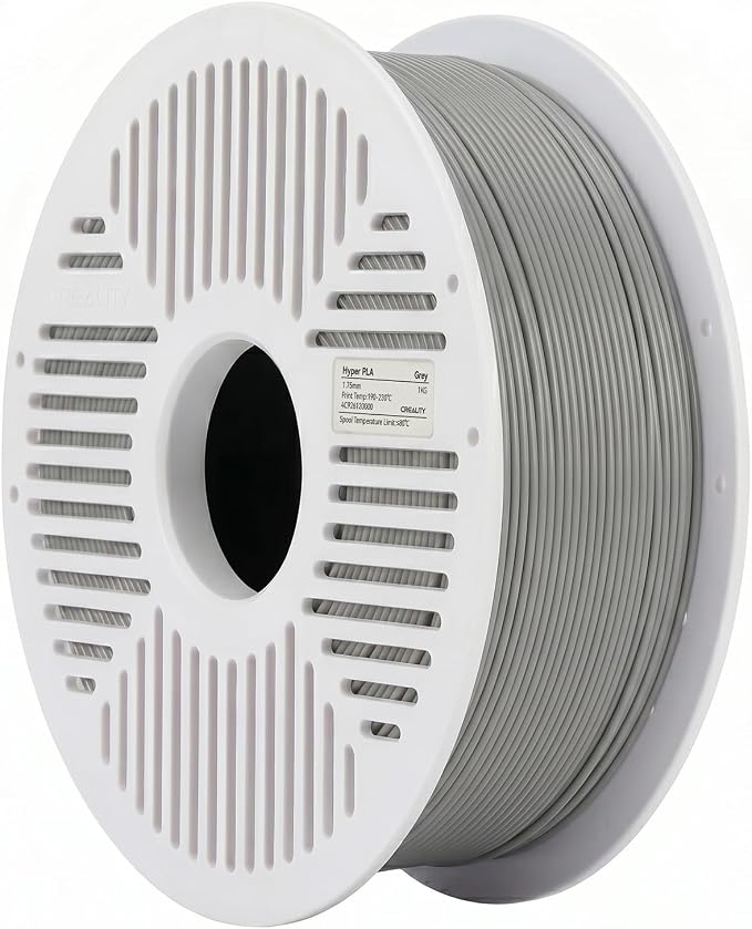 Creality PLA Filament with Reusable Spool 1KG, 1.75mm PLA 3D Printing Filament 2.2lbs High Dimensional Accuracy, Easy Installation Detachable Spool, Fits for Most 3D Printers, Gray