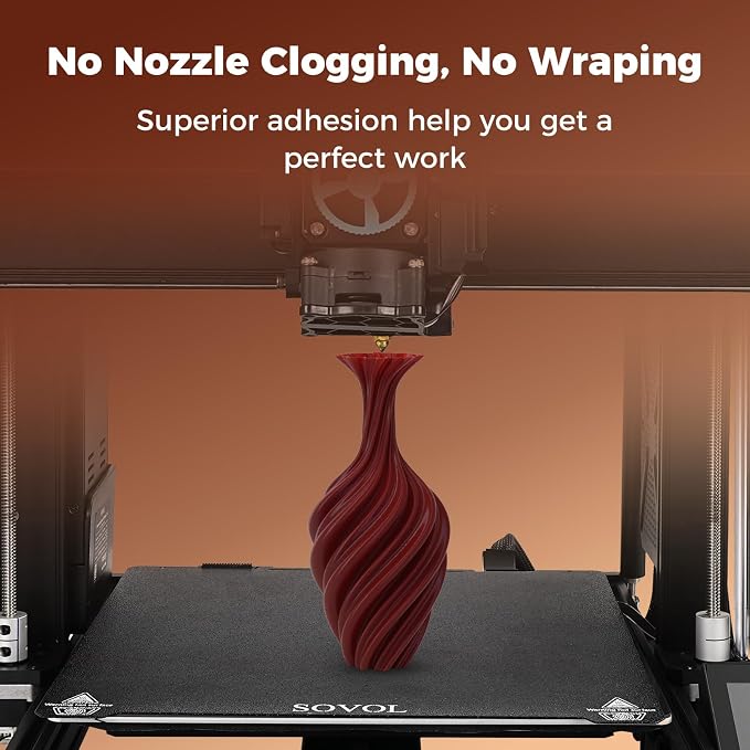 Sovol 3D Printer PETG Filament 1.75mm 1KG (2.2lbs), High Precision, Strong Toughness, Wiring Tightness, Dimensional Accuracy +/- 0.03 mm, 3D Printing PETG Filaments, Brown
