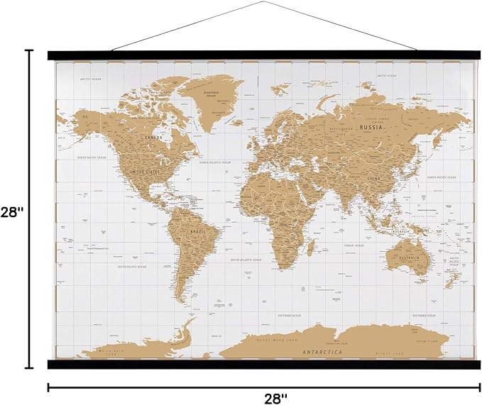 Magnetic Poster Hanger Frame, 28x22 28x40 28x30 Teak Wood Magnet Poster Frame for Posters, Prints, Photos, Pictures, Maps, Scrolls, and Canvas Artwork(Black, 28")