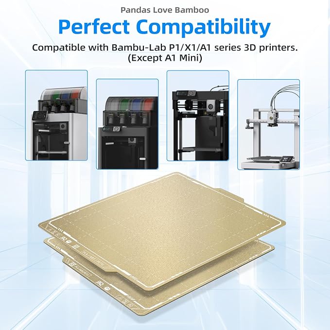 BIQU PyroGrip Double Side Textured PEI Build Plate for Bambu-Lab P1P P1S P2S X2D X1C X1E A1 3D Printers 257x257mm PEI Spring Steel Flexible Sheet Print Bed Removable Surface Platform