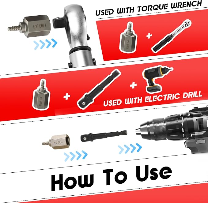 32Pcs Screw Extractor Set, Left Hand Drill Bit Set 6542/4341 HSS, Easy Out Bolt Extractor Set with Hex Adapter, Multi-Spline Stripped Bolt Remover for Broken Rusted Nuts Screws, Bolts, Studs