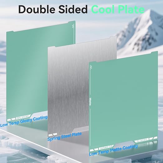 Energy-Saving H2D/H2S Cold Build Plate 355 * 346mm Double Sided Glossy+Matte Low-Temperature Strong-Adhesion Platform Compatible with Bambu Labs H2D/H2S AMS Combo 3D Printers(No Glue Required)-1PCS