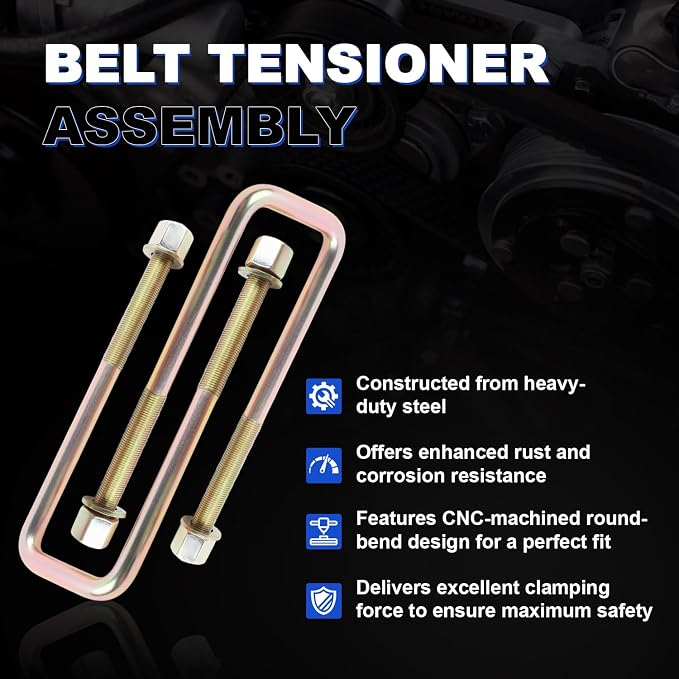 4-Piece Heavy Duty Rust-Resistant Square U-Bolts | 8.75" Length for 2.5" Wide Leaf Springs | Compatible with 1988-2019 Chevy Silverado 1500 & GMC Sierra 1500 | Complete Hardware Included