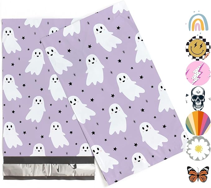 6x9 Poly Mailers – Halloween Ghost – Waterproof, Tear-Resistant Shipping Bags with Adhesive Seal – 200 Pack – Package Mint