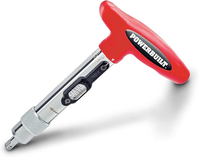Powerbuilt 1/4 inch Drive Ratcheting T-Handle Torque Wrench, 20-100 in. lb. Range, Easy to Set and Lock in Place, for TPMS Systems and Bike Repair Assembly, Great for Carbon Fiber Handlebars - 649971