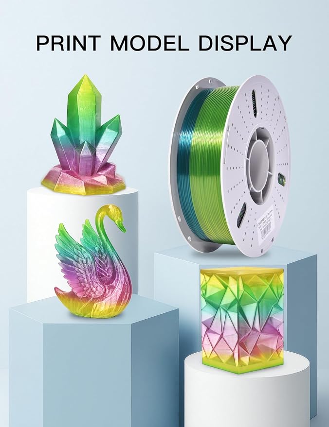 PINBALL PETG Rainbow 3D Printer Filament 1.75mm, Multicolor Translucent PETG Filament, Accuracy +/- 0.02 mm, 1kg Spool (2.2lbs), Dreamland Color