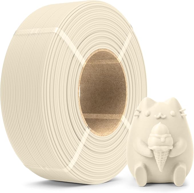 SUNLU Matte PLA Filament Refill 1.75mm 1KG, 3D Printer Filament PLA Refill, No-Spool PLA Matte Filament for Reusable Spools Compatible with Bambu Labs Filament, 1KG/Roll Bone White