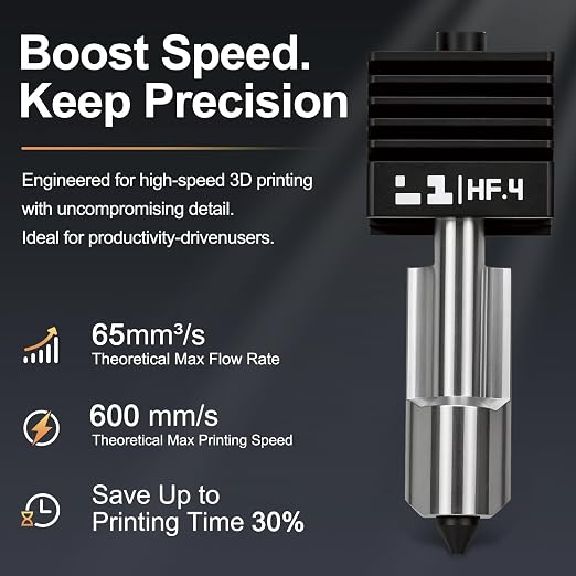 P2S High Flow Hotend Kit with Hardened Steel Nozzle for Bamboo lab H2D/H2S/H2C/X2D/P2S 3D Printer, Save 30% Time Print Head, One-Piece Integrated Design for Reduced Clogging (0.4mm)
