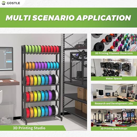 3D Printer Filament Storage Rack, Heavy-Duty 5-Tier Organizer for 3D Printing Spools, Large Capacity Holder for 3D Printing Rolls