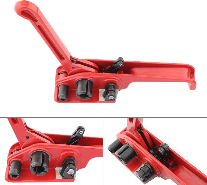 Pallet Packaging Strapping Banding Kit, Heavy Duty Manual 4 in 1 PET/PP Manual Strapping Tools Packing Machine Set Tensioner & Sealer 100m Packing Belt, 50 pcs Wide Coil Reel for Packing