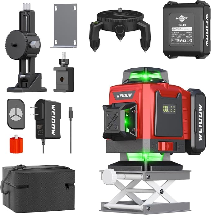 Weiddw laser level Self Leveling 16 Lines 4×360° for Picture Hanging and Construction, High-capacity Lithium Battery