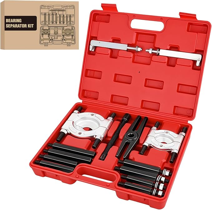 GOOACC 14pcs Bearing Puller Kit, 5 Ton Capacity Bearing Separator with 2" and 3" Jaws, Wheel Bearing Removal and Hub Axle Puller Set, Heavy Duty Gear Splitter Tool Kit, Pinion Pullers with Case, Red