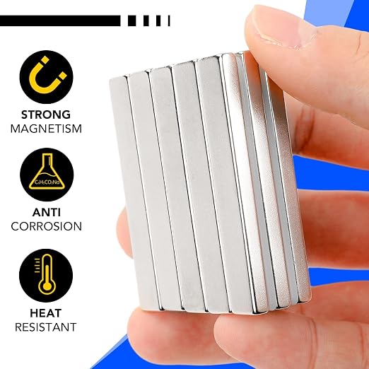 DIYMAG Neodymium Strong Magnets，30 Pcs Magnet Strip for Fridge Craft Silver | 60x10x5 mm Heavy Duty Rare Earth Magnetic Tape with Adhesive Backing on Shower Door Refrigerator Whiteboard Cabinet