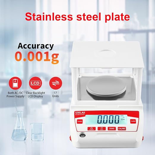 Analytical Balance 300g x 0.001g GN ct Unit Laboratory Scientific Electronic Balance Scale LCD Display for Laboratory Schools Chemical Jewelry with Plastic Windshield