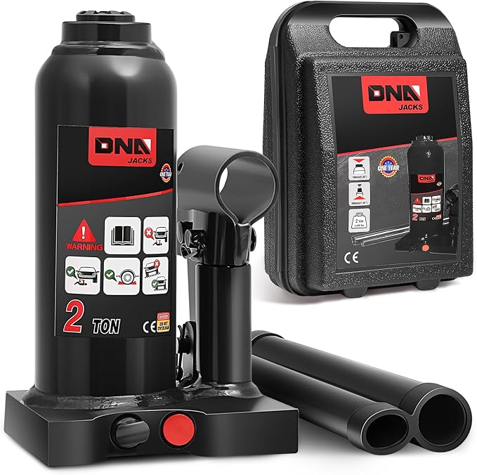 DNA Motoring 2 tons / 4409 lbs Lifting Automotive Welded Hydraulic Bottle Jack for Repair Vehicle, Pickup, Truck, w/Manual Handle, Black, TOOLS-00348