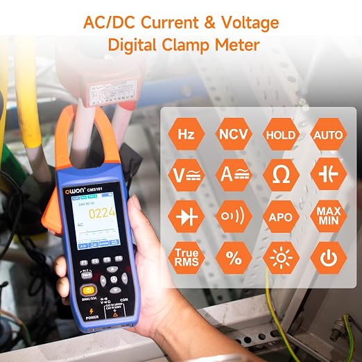 OWON Digital Clamp Meter with 2.8-inch IPS LCD Display, AC/DC Oscilloscope Function 3 in 1, 20000 Count True RMS Auto-ranging Current Meter, Bluetooth Current Meter and Oscilloscope