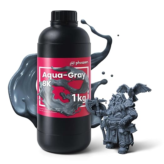 phrozen Aqua Gray 8K 3D Printing Resin, Ultra-High Detail Display Resin for Miniatures, Busts & Models, Optimized for 8K LCD Resin Printers, 405nm, 1KG
