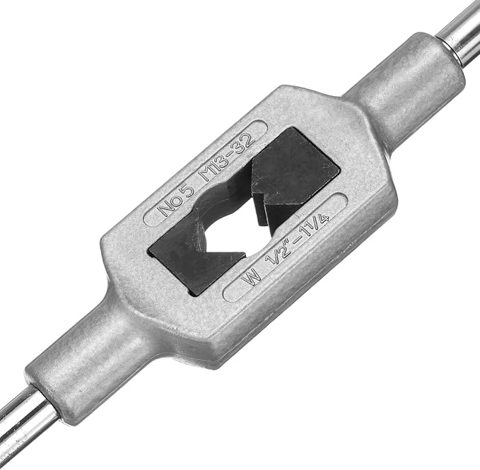 Uxcell Adjustable Tap Wrench Handle for Metric M13-M32 W1/2-1-1/4, Thread Holder Reamer Hand Tapping Tool for Machinist Repair, Medium Carbon Steel With Nickel Plated