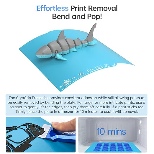 BIQU CryoGrip Pro Frostbite Cold Build Plate for Centauri Carbon/CC 2 3D Printer, Super-Tack Spring Steel Sheet, 260x286.5mm, Room Temperature Printing, Double-Sided
